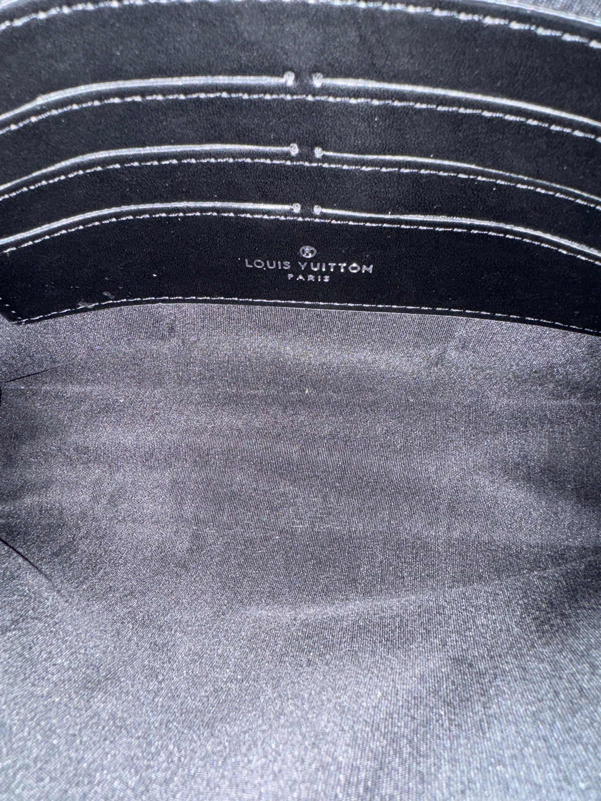 Black Monogram Embossed Leather Portfolio Clutch