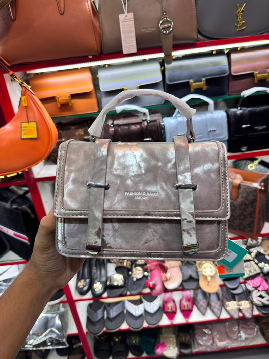 Fashion & Bags Metallic Grey Crossbody Top-Handle Handbag