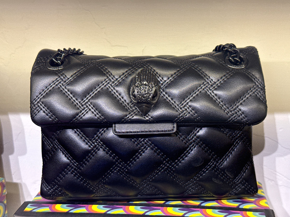 Authentic Kurt Geiger London Mini Kensington Drench Quilted Leather Bag – All Black