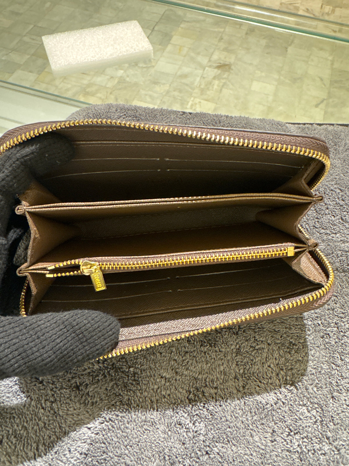 Luxury Brown Coach Signature Canvas Zip-Around Long Wallet with Gold Hardware