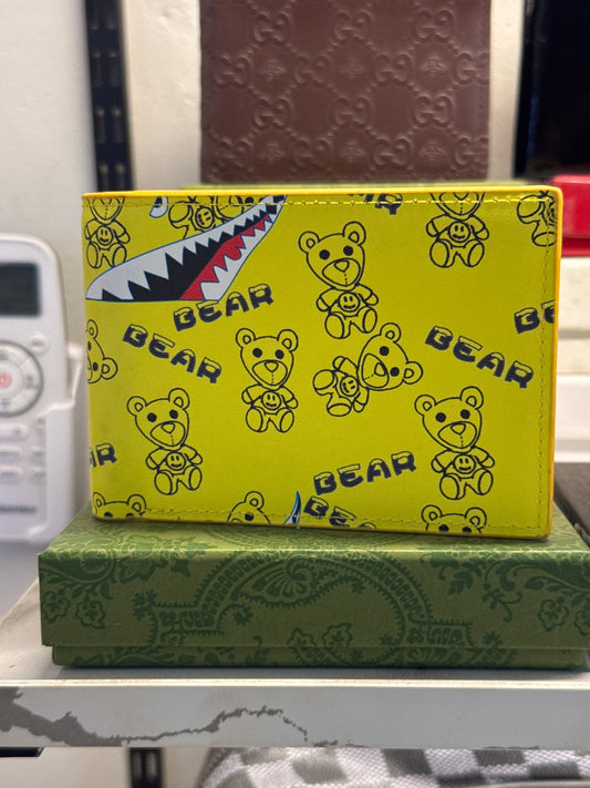 Bright Yellow Teddy Bear & Graphic Print Bifold Wallet