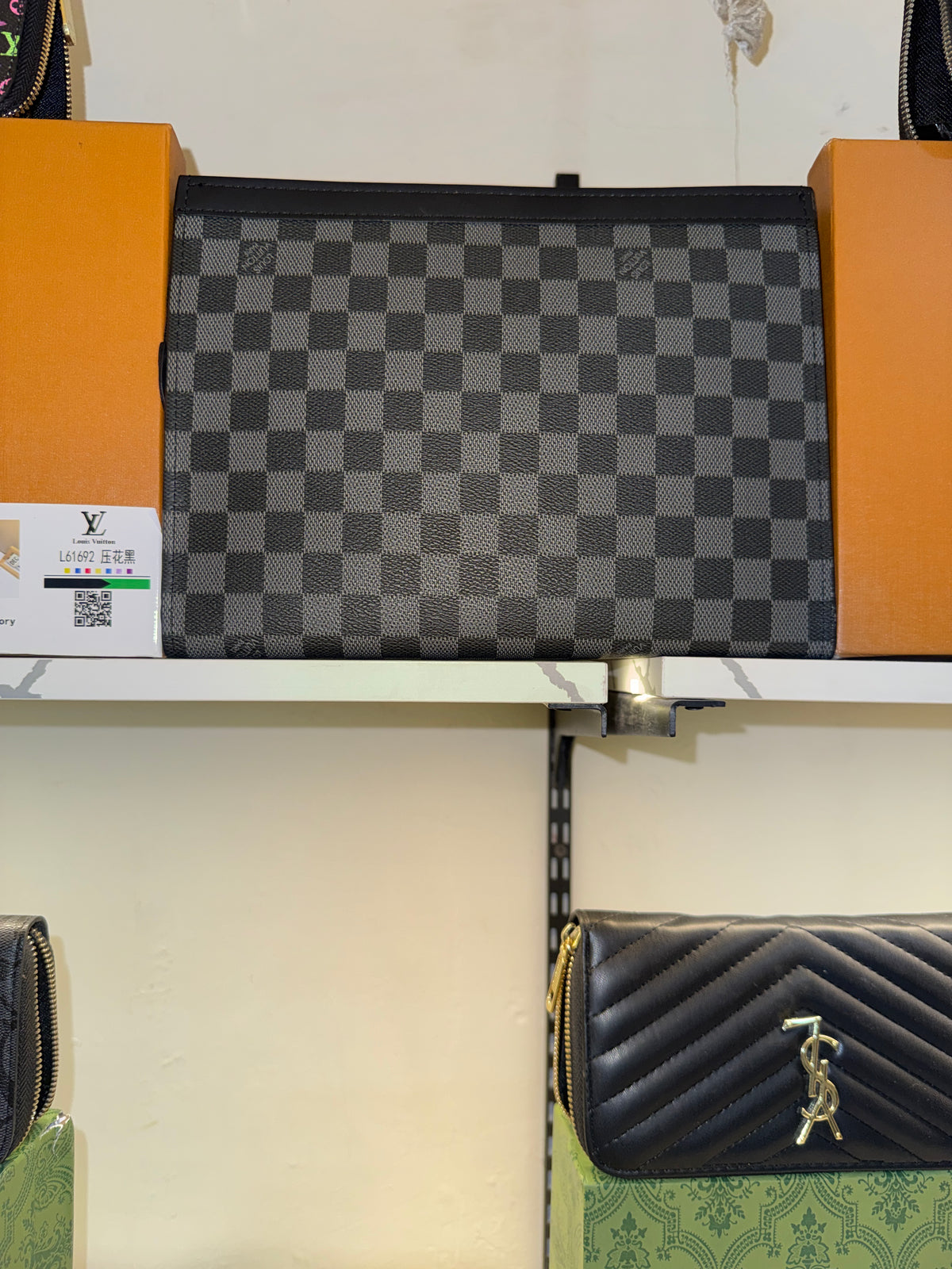 Grey & Black Damier Checkered Portfolio Pouch