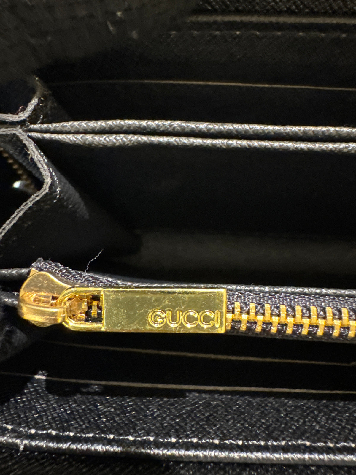 Luxury Black GG Matelassé Quilted Leather Zip-Around Long Wallet with Gold Hardware