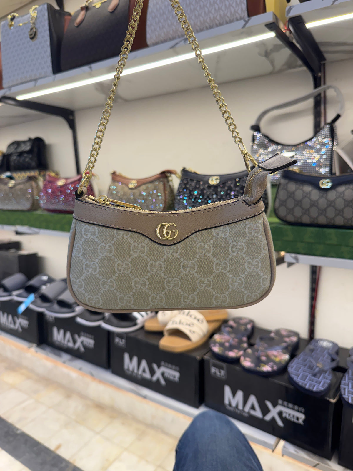 Gucci Ophidia Mini Shoulder Bag in GG Canvas – Light Grey / Taupe