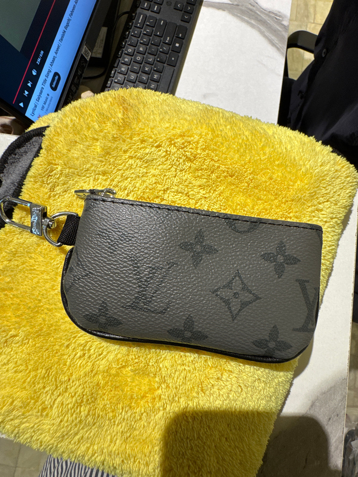 Premium Black Monogram 3-in-1 Messenger Crossbody Bag with Coin Pouch