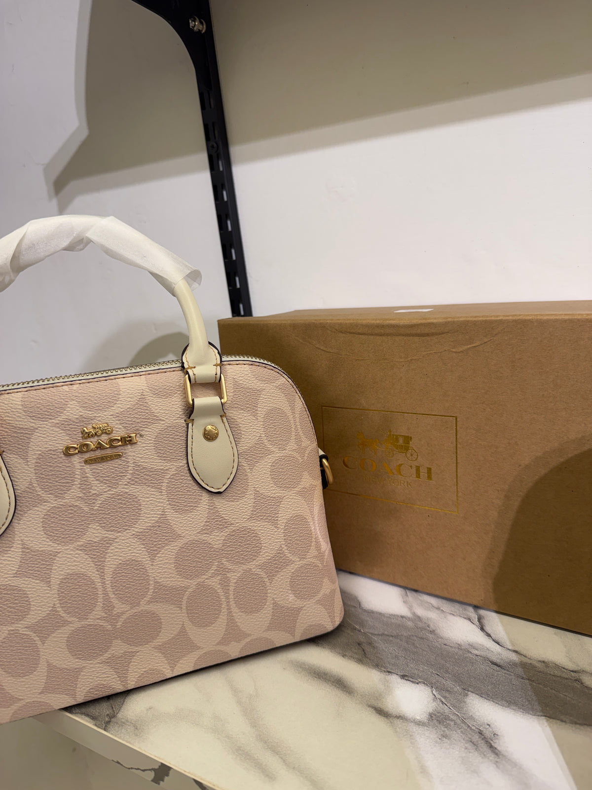 Coach Mini Sierra Satchel in Signature Canvas – Light Pink / White