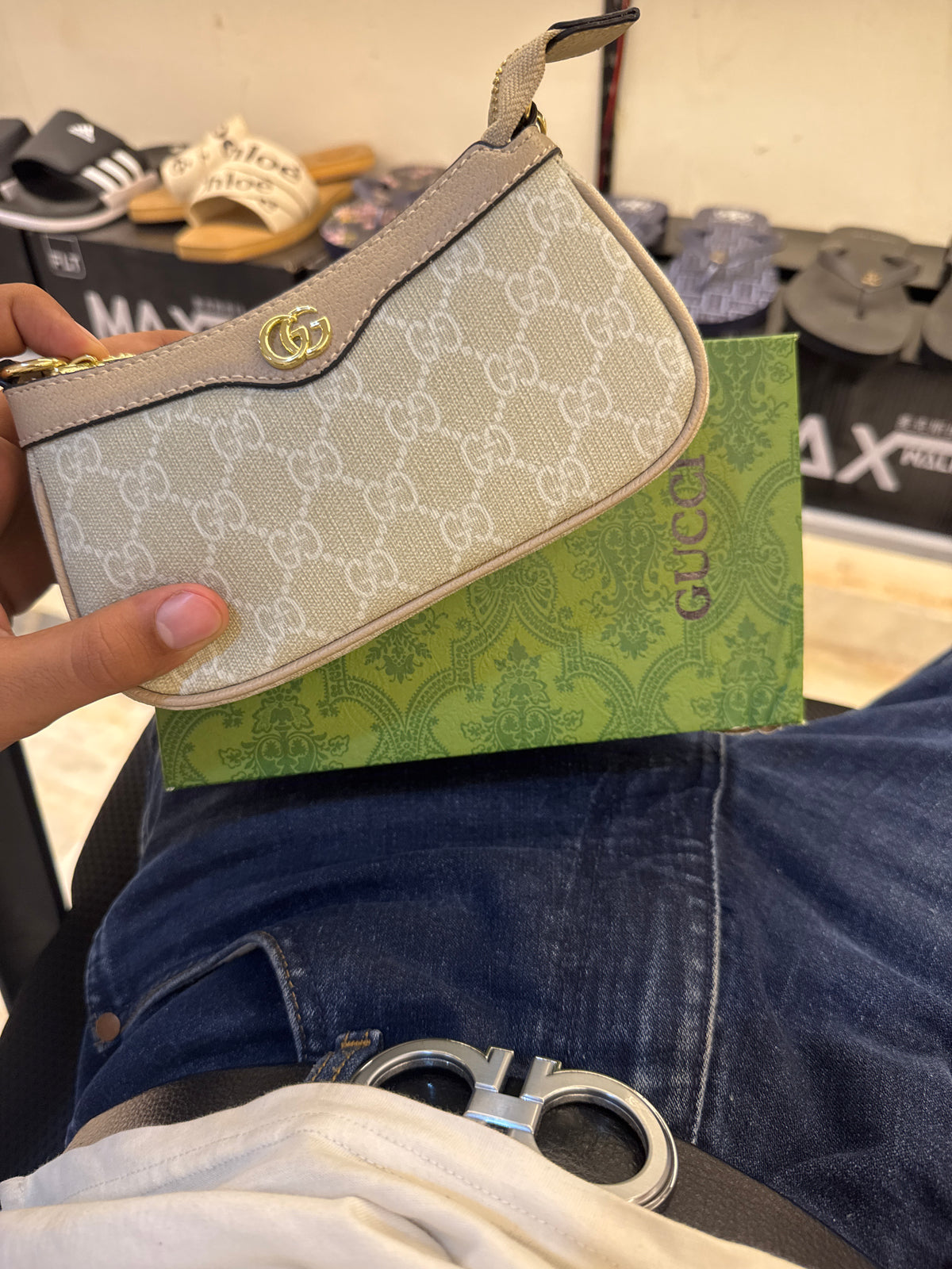 Gucci Ophidia Mini Shoulder Bag in GG Canvas – Light Grey / Taupe