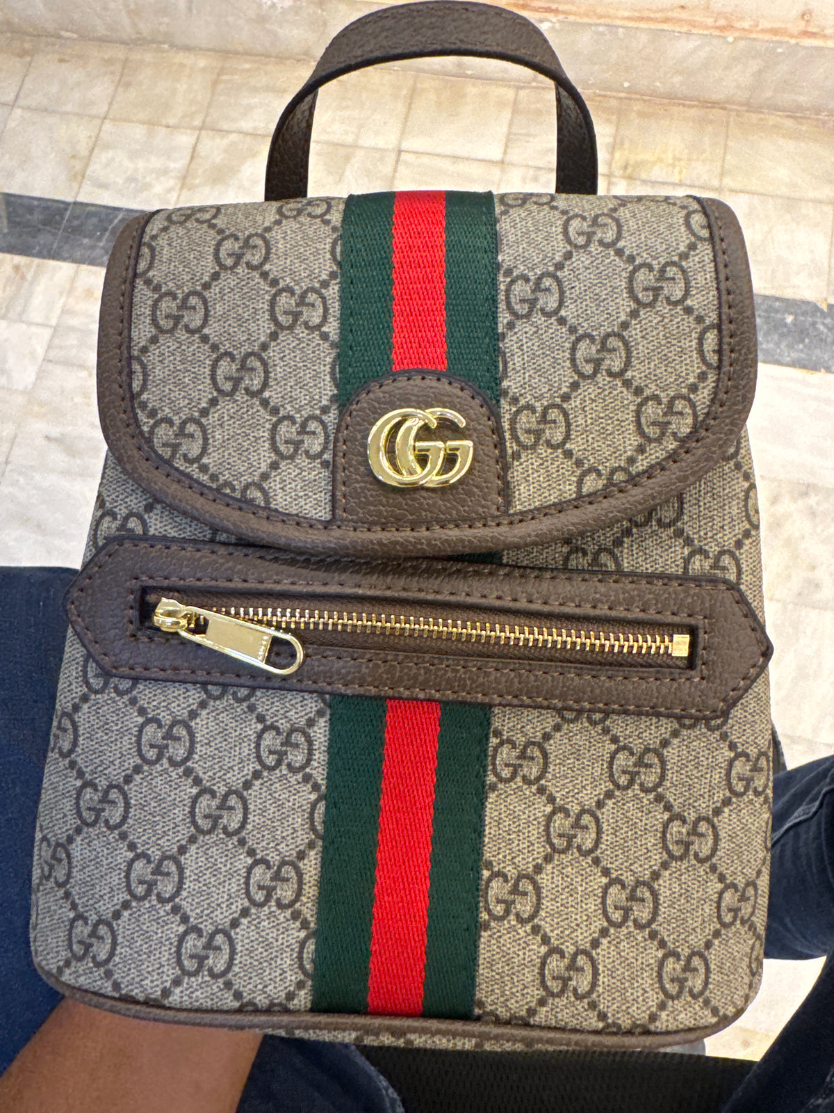 Gucci Ophidia Small Backpack in GG Supreme Canvas – Beige / Ebony Brown