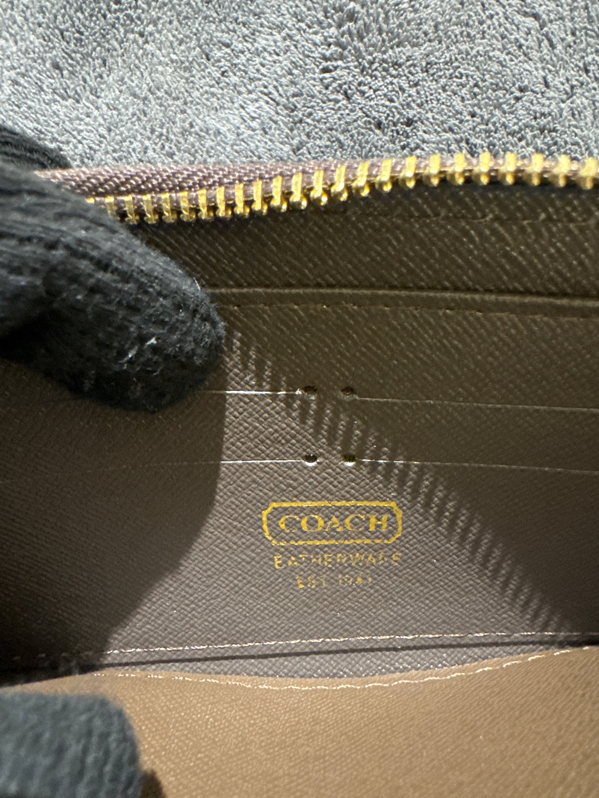 Luxury Brown Coach Signature Canvas Zip-Around Long Wallet with Gold Hardware