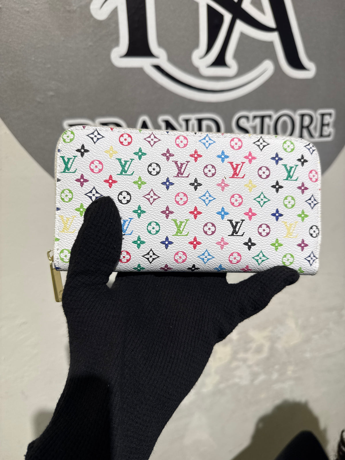 Luxury White Multicolore Monogram Canvas Zip-Around Long Wallet with Gold Hardware