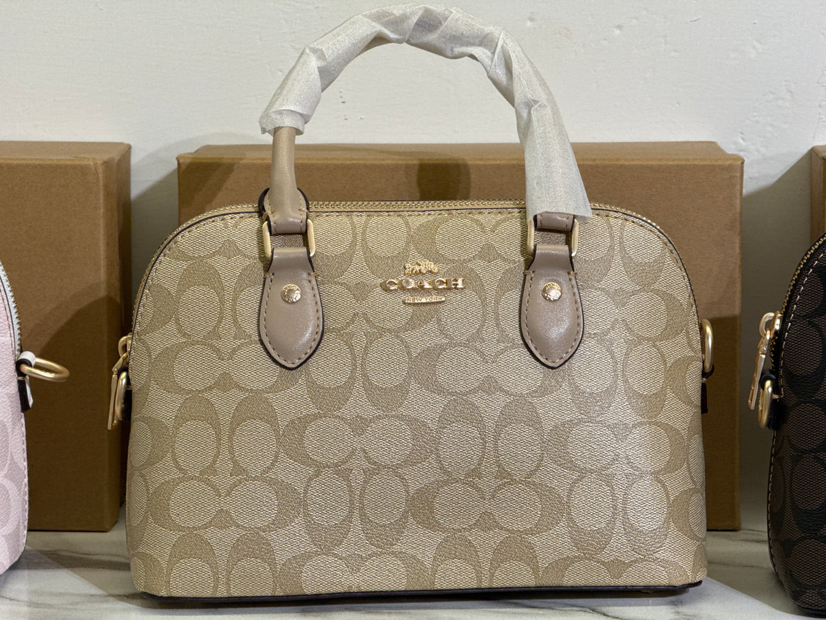 Coach Mini Sierra Satchel in Signature Canvas – Light Khaki / Beechwood