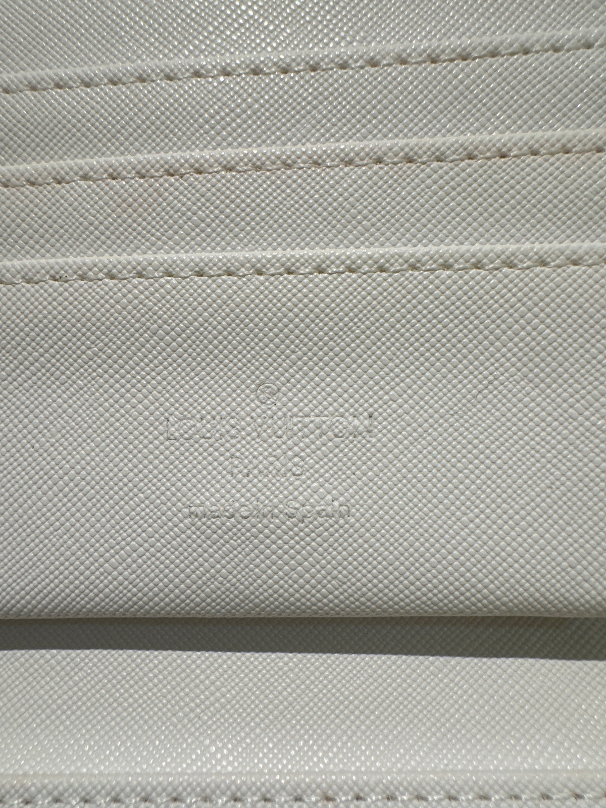 Luxury White Monogram Embossed Leather Long Envelope Wallet for Women