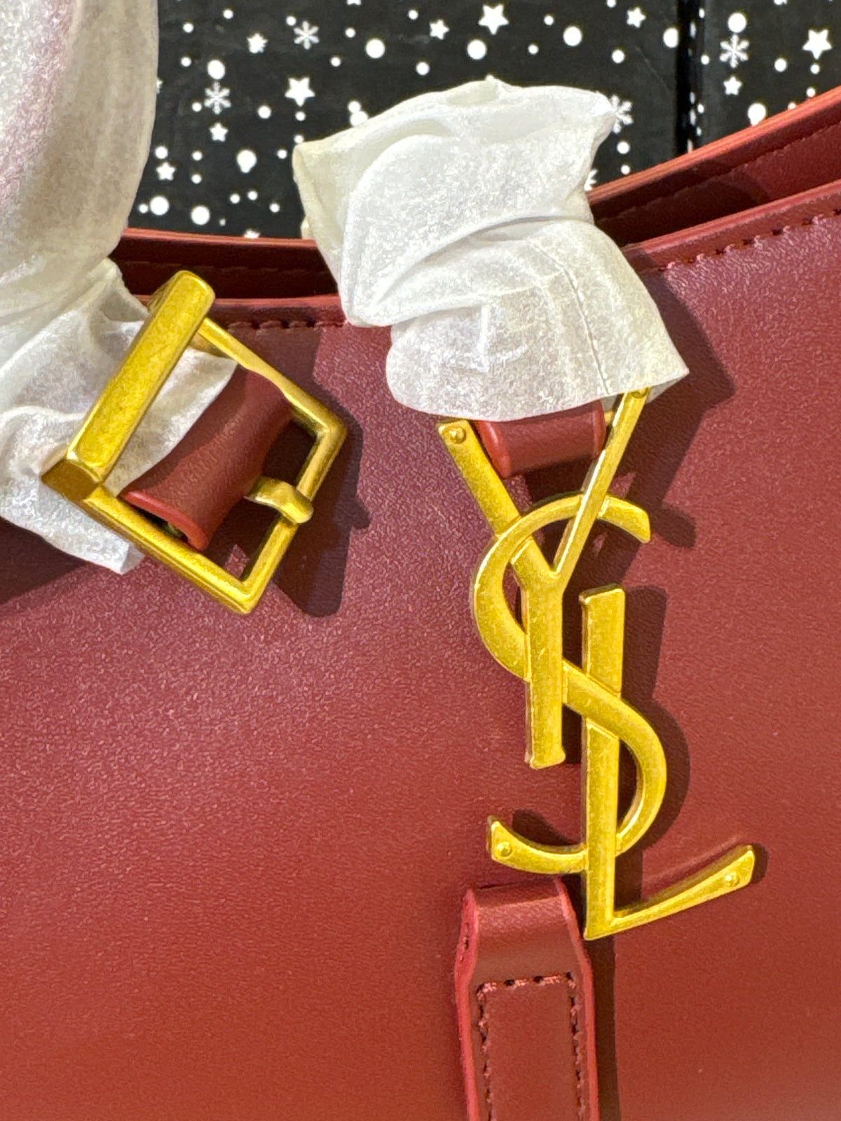 Burgundy Red Leather Hobo Shoulder Bag with Gold Monogram Hardware