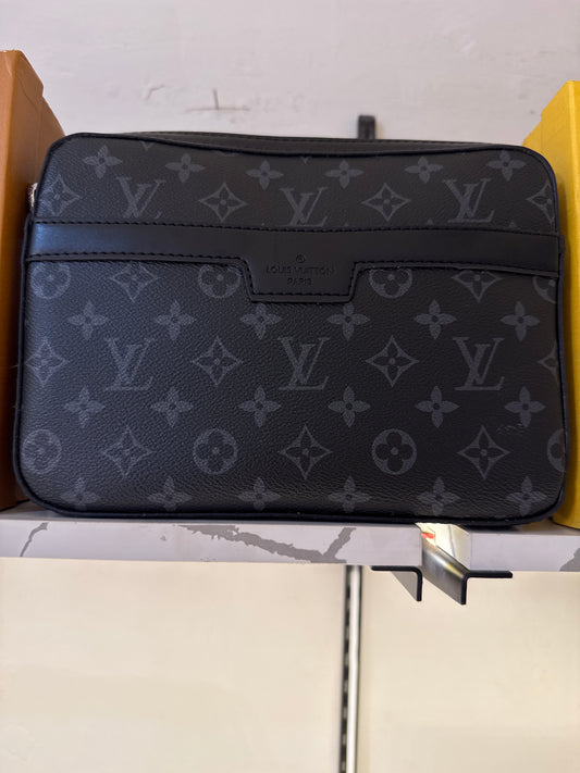 Premium Black Monogram 3-in-1 Messenger Crossbody Bag with Coin Pouch