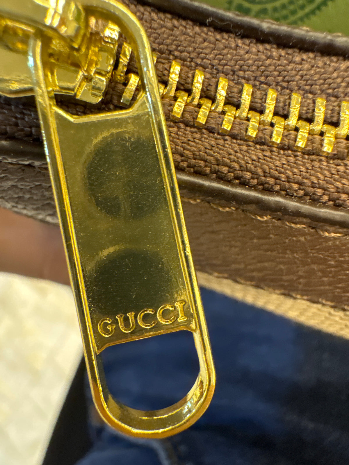 Gucci Ophidia Mini Shoulder Bag in Jumbo GG Canvas – Camel / Ebony Brown