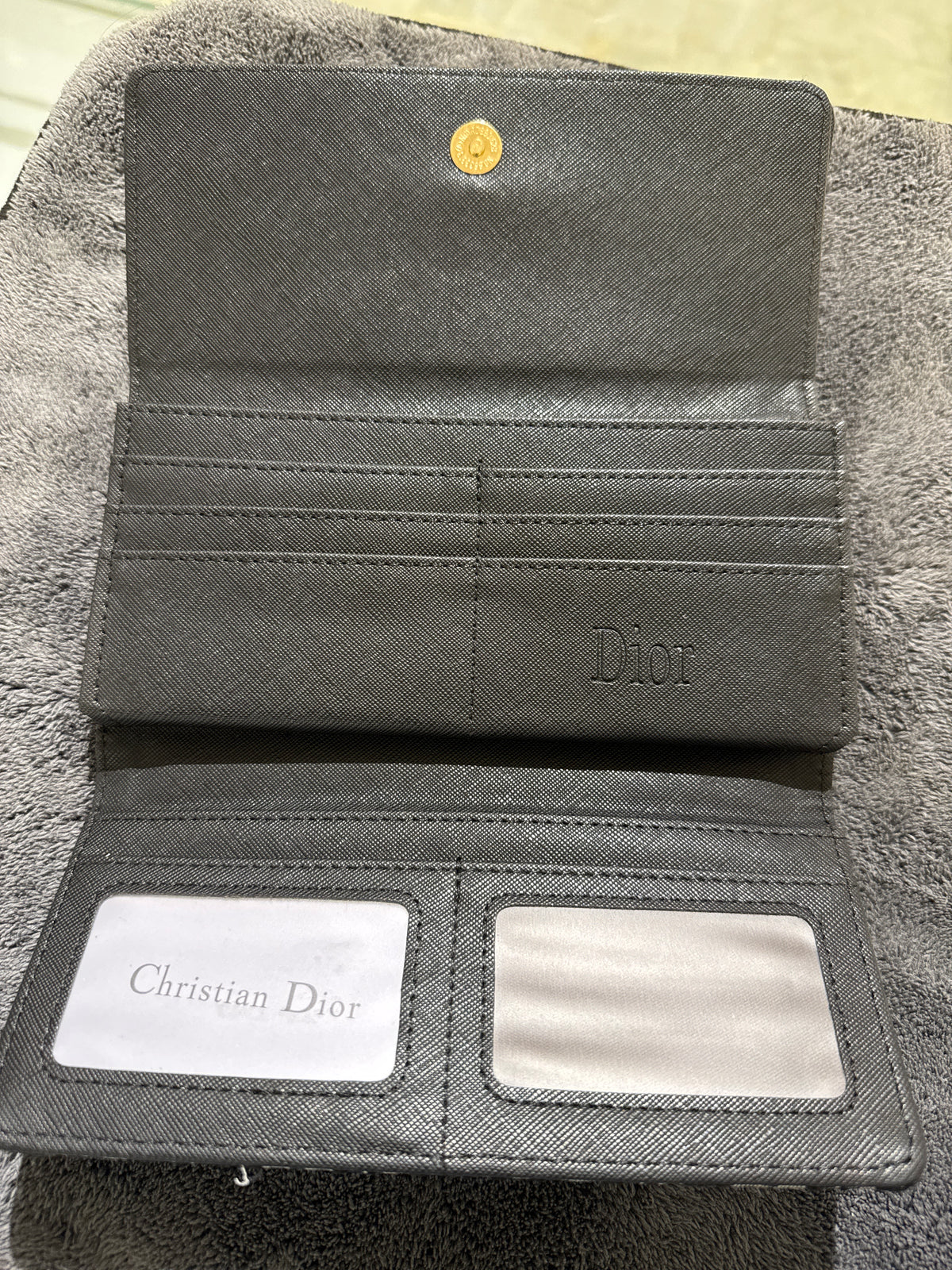 Luxury Navy Blue Oblique Canvas Long Flap Wallet with Gold Hardware
