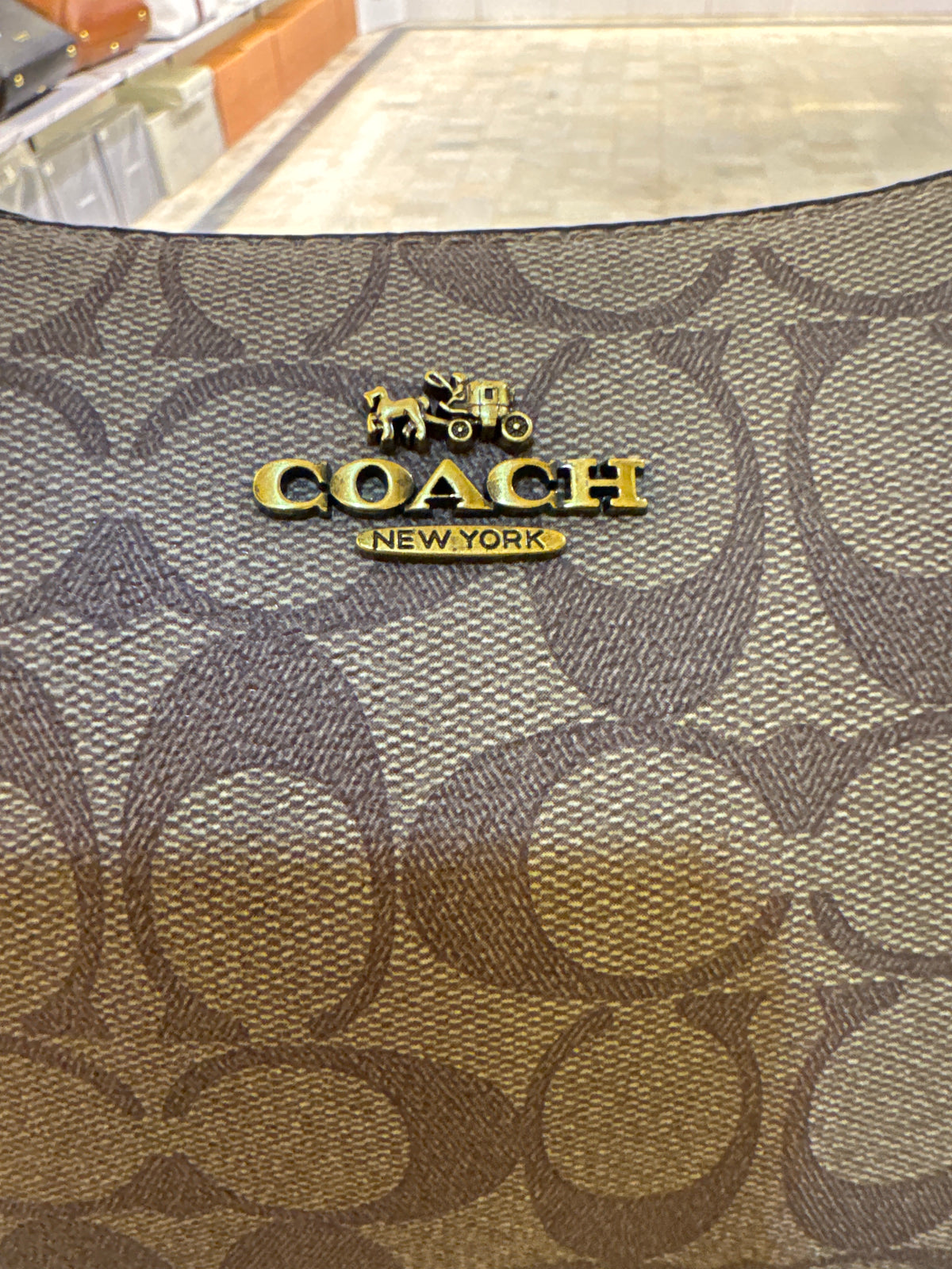Coach Teri Shoulder Bag in Signature Canvas – Taupe / Black