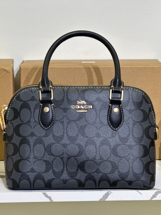 Coach Mini Sierra Satchel in Signature Canvas – Charcoal / Black