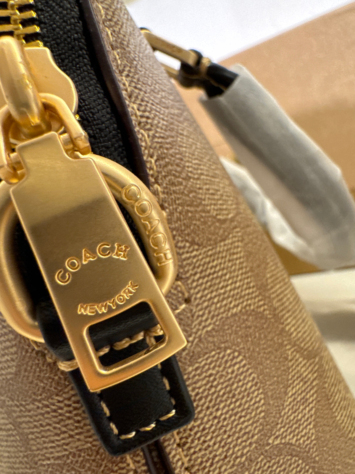 Coach Mini Sierra Satchel in Signature Canvas – Taupe / Black