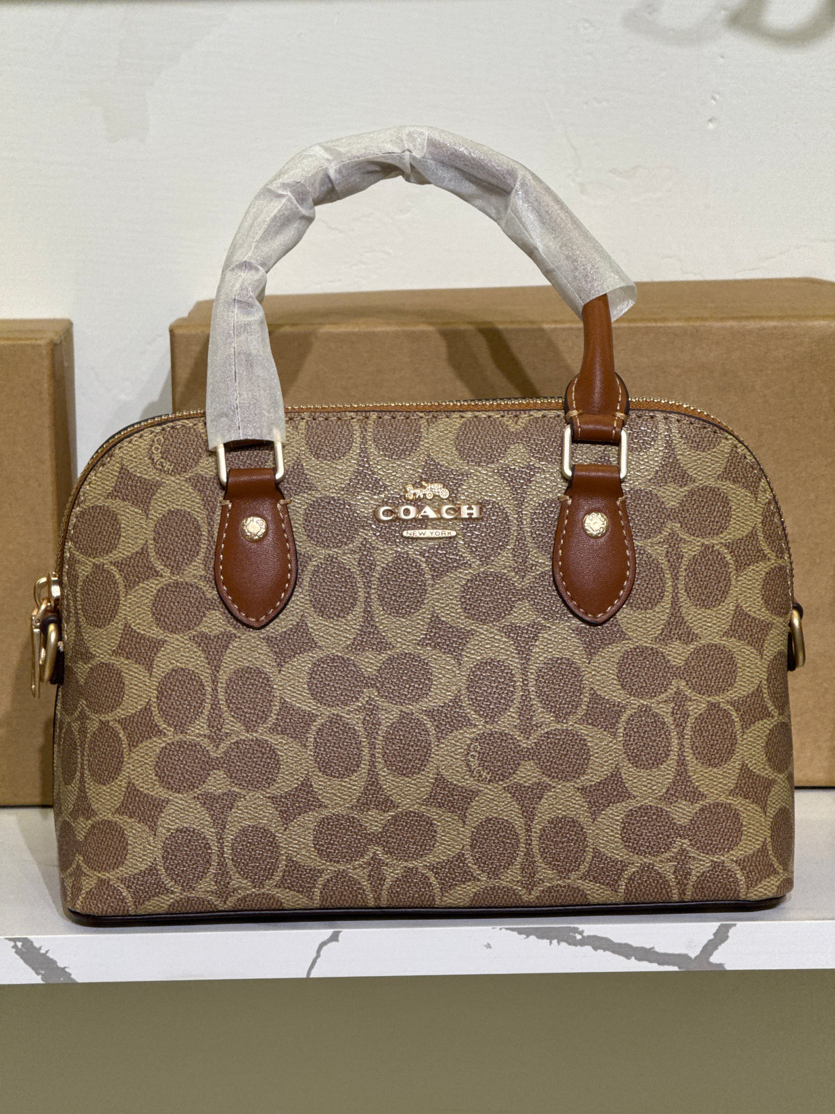 Coach Mini Sierra Satchel in Signature Canvas – Khaki Saddle