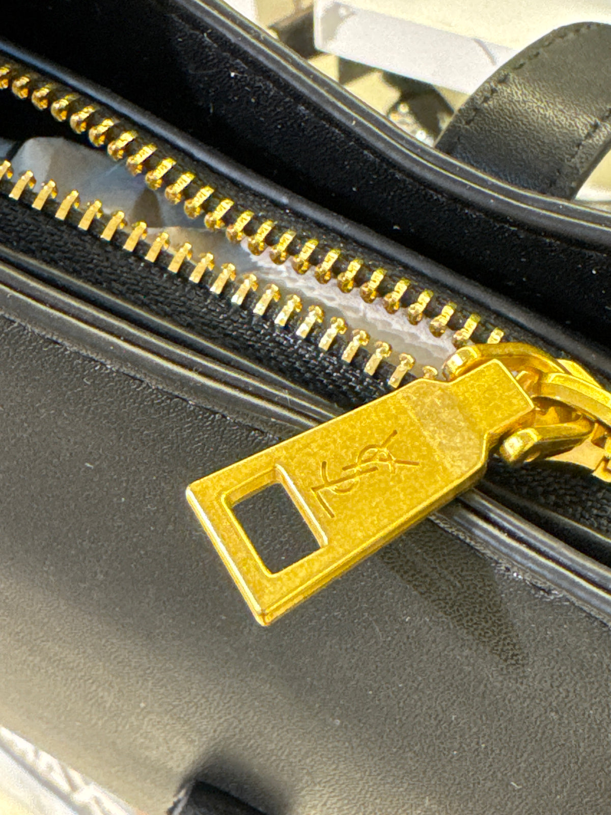 Black Leather Hobo Shoulder Bag with Gold Monogram Hardware