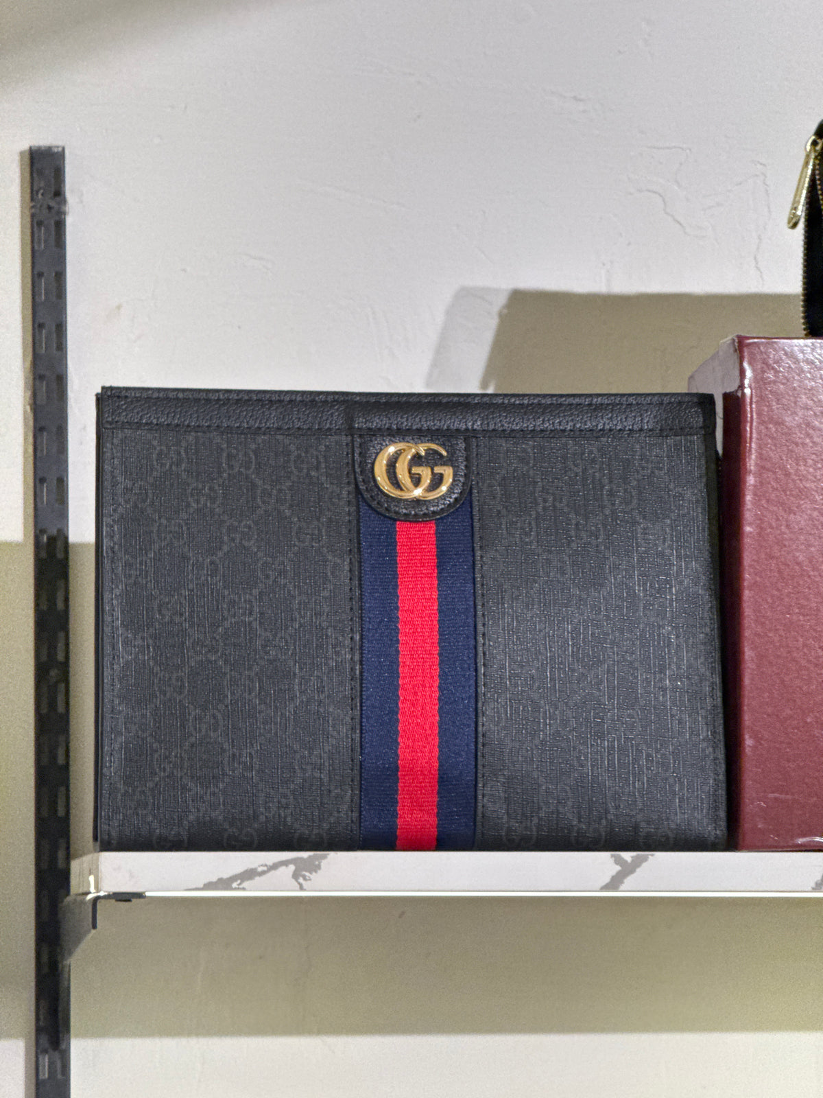 Monogram Canvas Document Pouch with Web Stripe