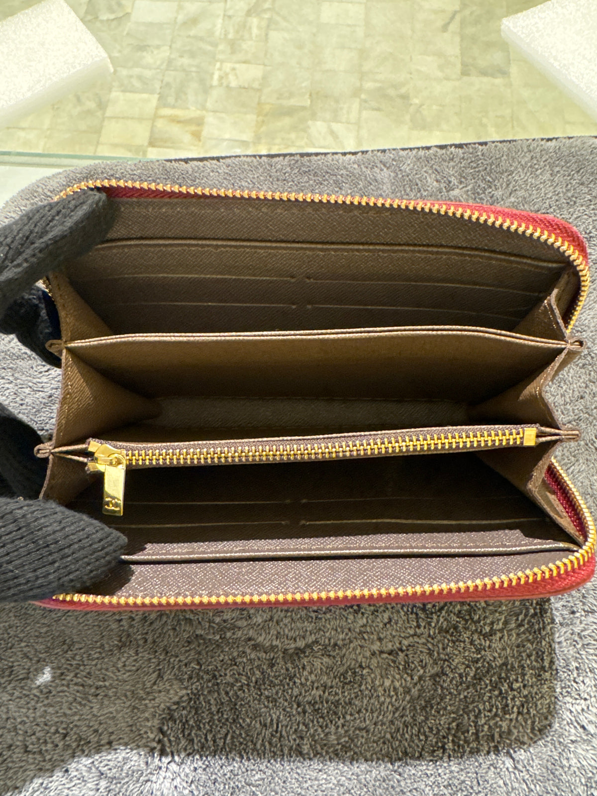 Luxury Burgundy Quilted Leather Zip-Around Long Wallet with Charm Pull