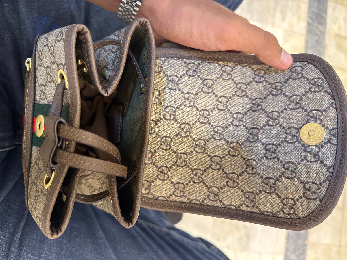 Gucci Ophidia Small Backpack in GG Supreme Canvas – Beige / Ebony Brown