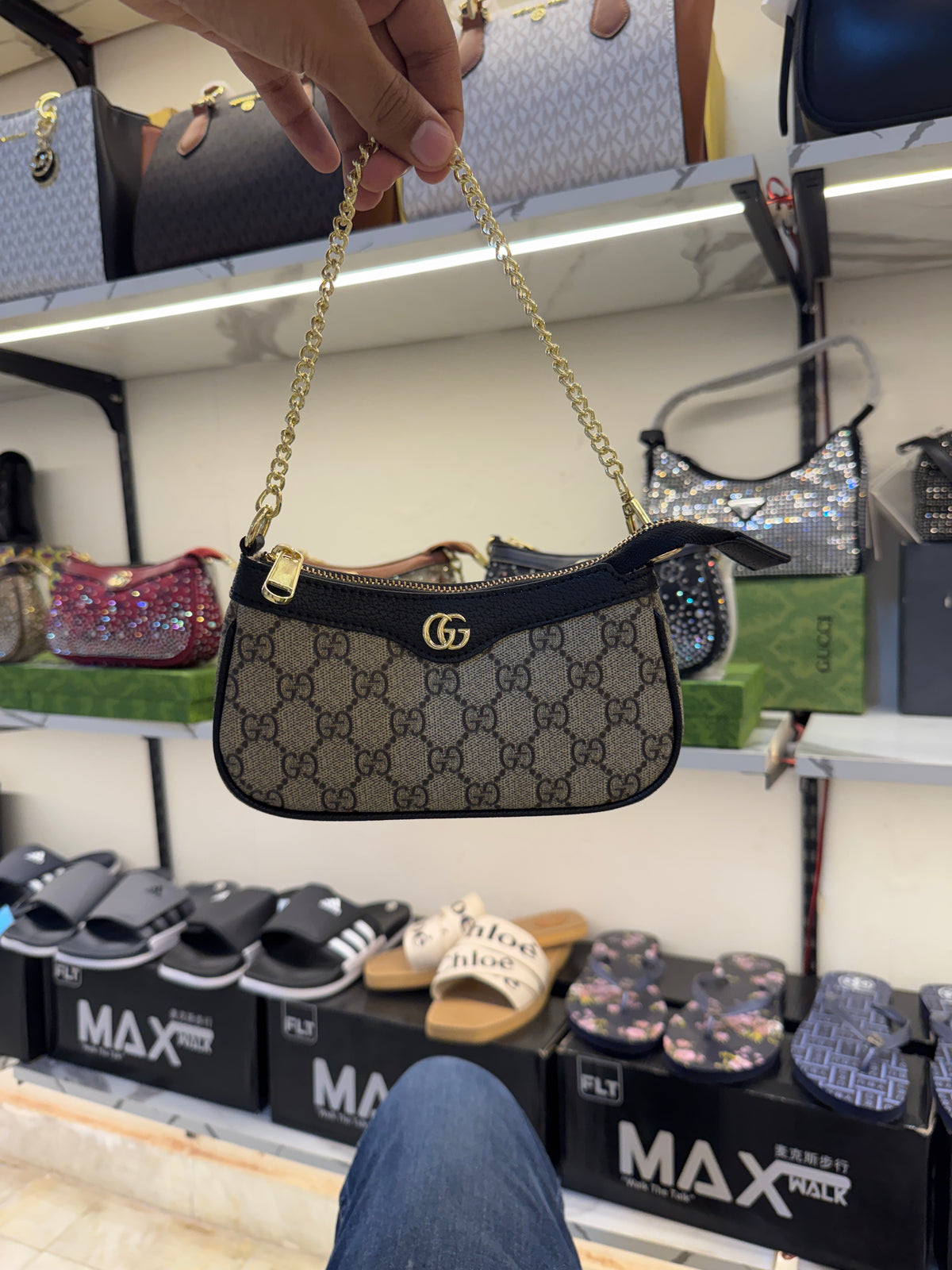 Gucci Ophidia Mini Shoulder Bag in GG Supreme Canvas – Beige / Black