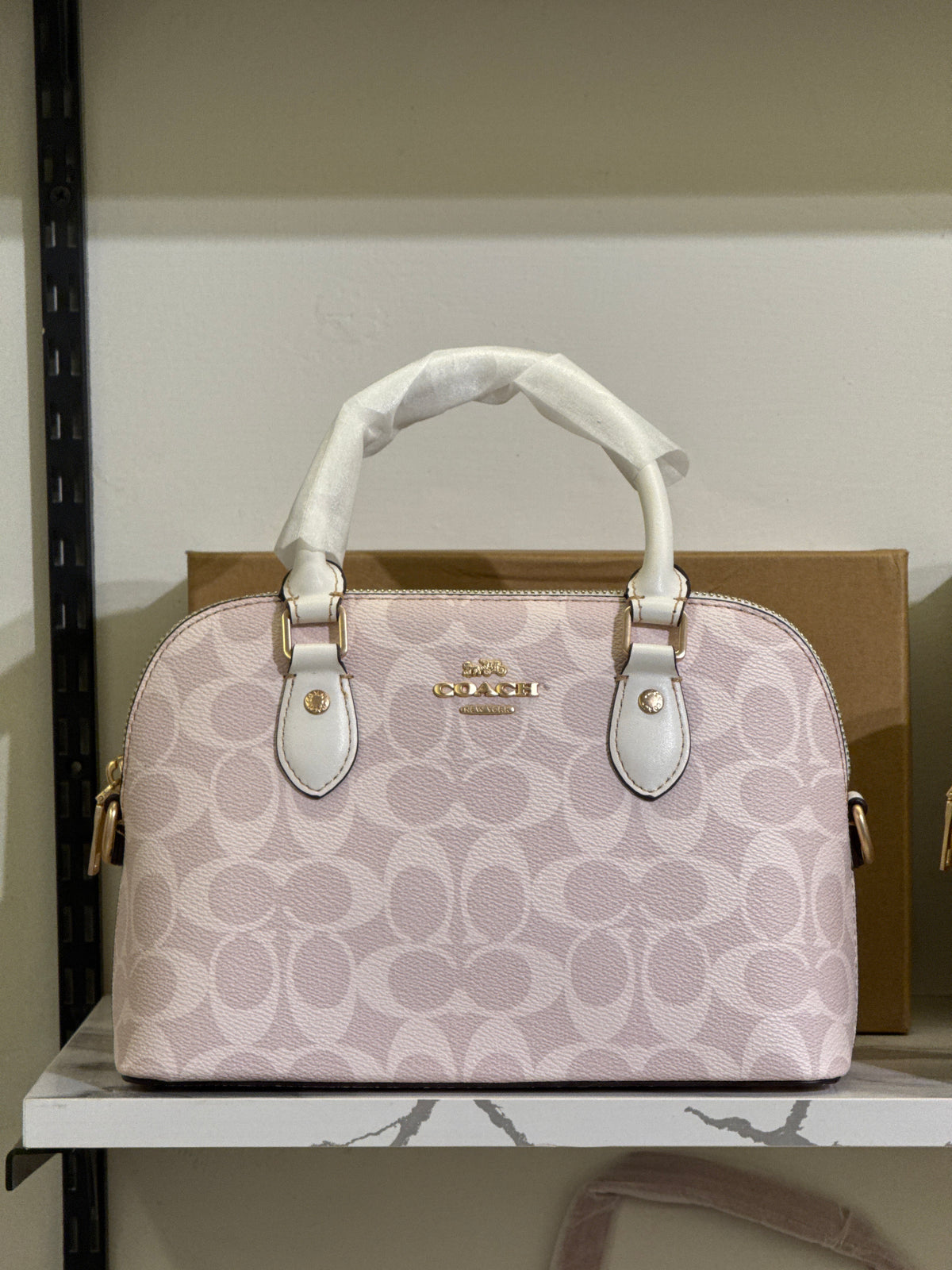 Coach Mini Sierra Satchel in Signature Canvas – Light Pink / White