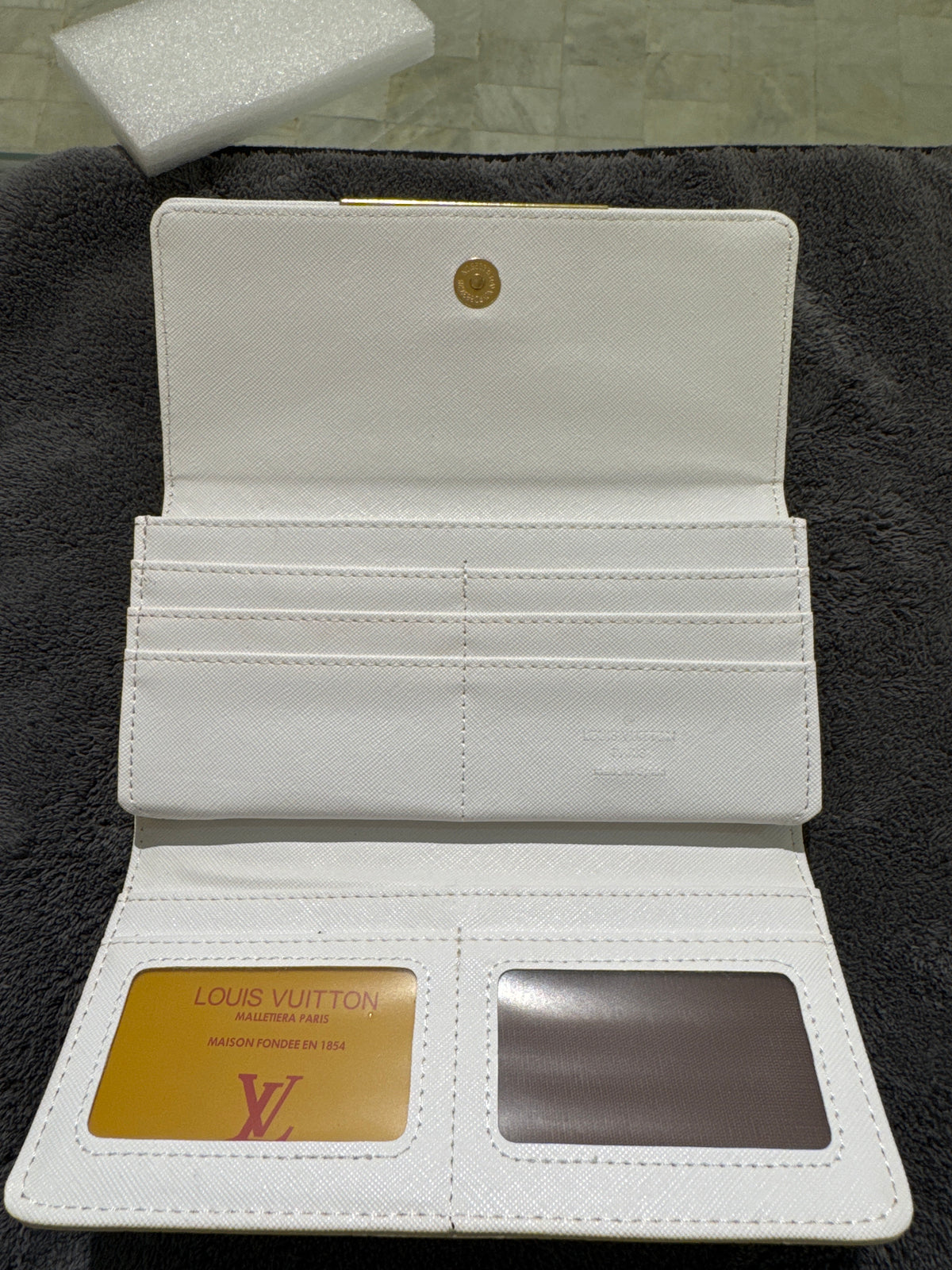 Luxury White Monogram Embossed Leather Long Envelope Wallet for Women