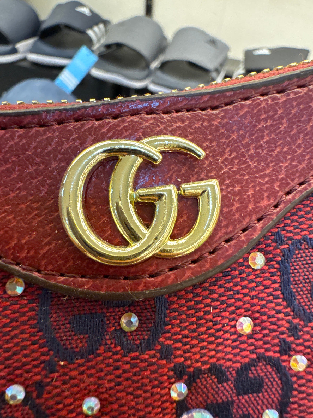 Gucci Ophidia Crystal Small Shoulder Bag in GG Canvas – Red / Blue