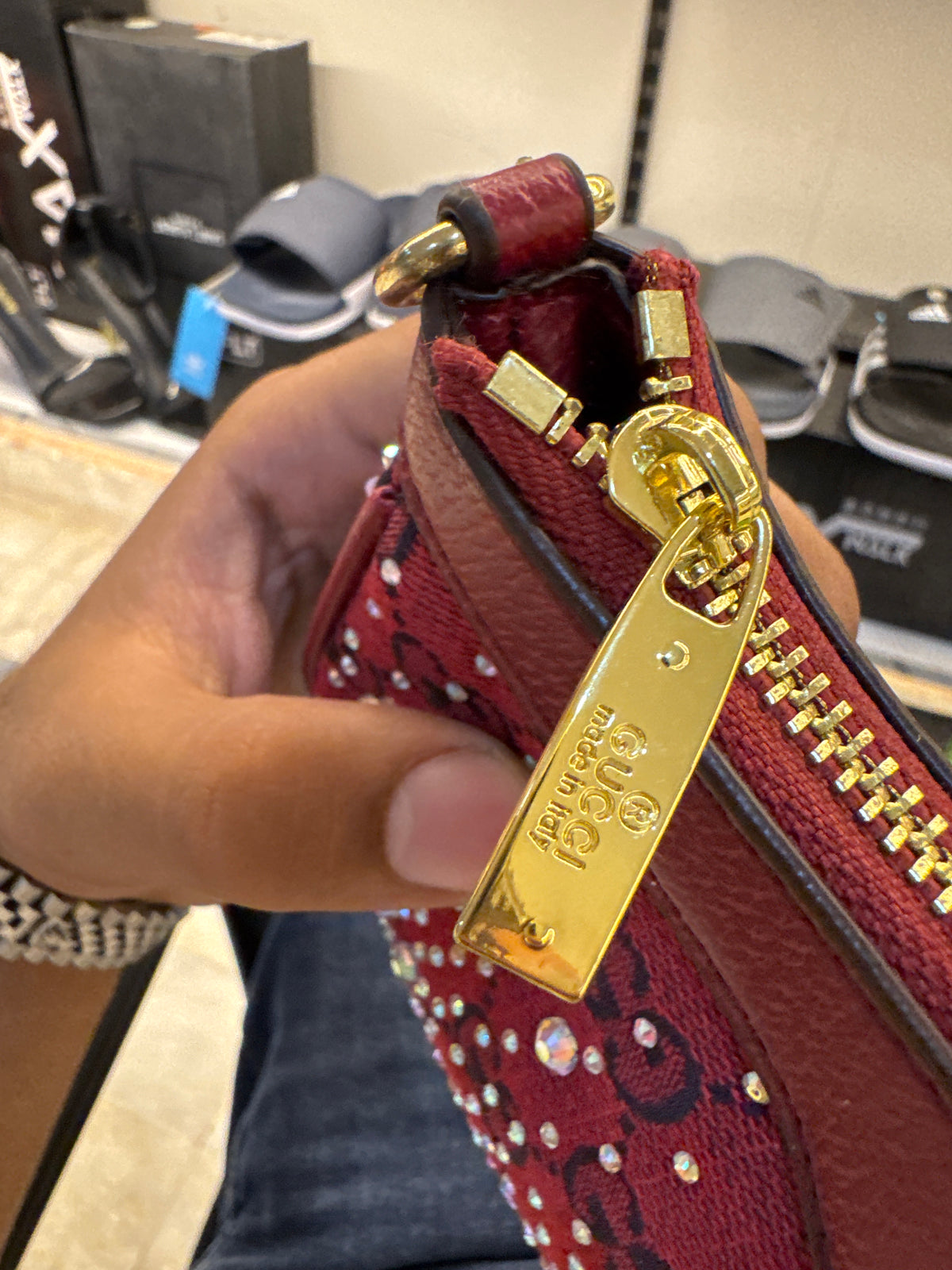 Gucci Ophidia Crystal Small Shoulder Bag in GG Canvas – Red / Blue