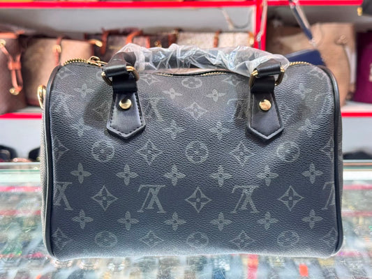 Monogram Eclipse Mini Duffle Bag with Black Leather Handles – Charcoal / Black