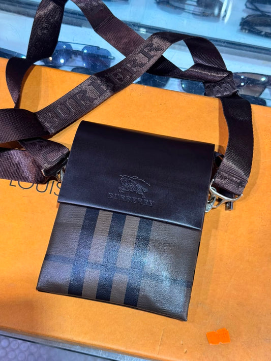 Burberry Checkered Crossbody Messenger Bag – Brown