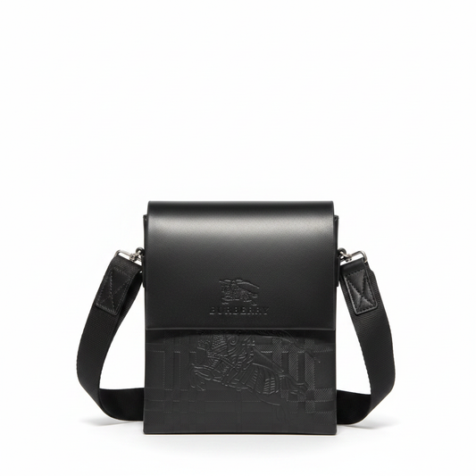 Black Embossed Crossbody Bag - White Background